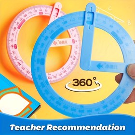 Resim 360 Derece Dönebilen Raptiyeler Seti, Matematik Açı Ölçme Aracı, Öğrenciler İçin Geometri Öğrenme Arkadaşı, Çok Fonksiyonlu Açı Gösterge Ölçüsü, Öğretmen Tarafından Önerilen Eğitim Malzemeleri 