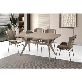 Resim Mobilgen Cappicino 4 Adet Yonca Sandalye 160+30 Anka HG Açılabilir Masa Takımı 