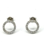 Resim Omar Silver Kadın Halka Model Zirkon Taşlı Beyaz Gümüş Küpe Omr79 