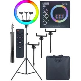 Resim Asfal Rgb LED Selfie Işığı 45 cm + 210 cm Tripod Çanta ve Kumandalı 