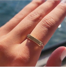 Resim Kadın Ince Mühür 925 Ayar Gümüş Yüzük-Kişiselleştirebilir Mühür P - 552948831 