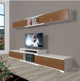 Resim Decoraktiv Flex 5 Mdf Gold Tv Ünitesi Tv Sehpası - Beyaz - Ceviz 