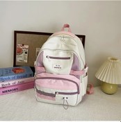 Resim Lumaworld Pembe Büyük Kapasiteli Moda Renkli Rahat Sırt Çantası Üniversite Öğrenci Kitap Çantası Günlük Seyahat Çok Cepli Kombinasyon Aile Çantası Pembe 