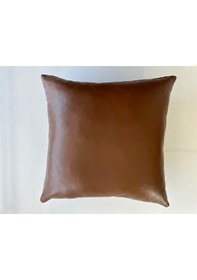 Resim Çift Taraflı Gerçek Deri Yastık Kılıfı 40x40 2'li Kahverengi 