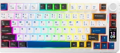 Resim Rampage Quell Pro Dijital Ekranlı Beyaz Hot Swap 2.4g + Bt Wireless Rgb Gasket Oil Switch Türkçe Q Pbt Keycaps Mekanik Klavye 