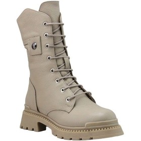 Resim Albini 10024 Hakiki Deri Kadın Bot - Bej Bej 