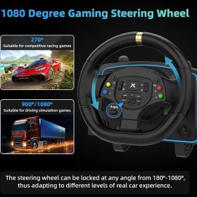 Resim Crktech CRK Tech Manuel Oyuncu Direksiyon Seti Kablolu LED Titreşimli PS4 PS3 PC XBOX360 Uyumlu 