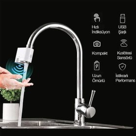 Resim Polham Şarjlı Tam Otomatik Akıllı Sensörlü Musluk Başlığı Su Tasarruflu Musluk Başlığı Hareket Algılamalı 