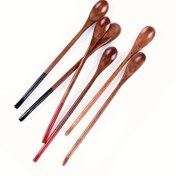 Resim Uzun Saplı Ahşap Kahve Kaşığı, Bal Karıştırma Kaşığı, Küçük Ahşap Kaşık., Çay Aksesuarları | Ergonomik Tasarım | Pürüzsüz Dokulu 