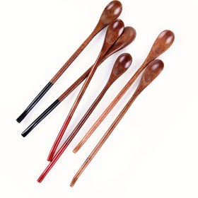 Resim Uzun Saplı Ahşap Kahve Kaşığı, Bal Karıştırma Kaşığı, Küçük Ahşap Kaşık., Çay Aksesuarları | Ergonomik Tasarım | Pürüzsüz Dokulu 