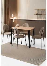 Resim Mini 60 X 100 Milano Mdf Ortadan Açılır Masa 4 Adet Suna Sandalye 