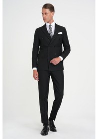 Resim Efor Slim Fit Çift Yırtmaç Kruvaze Klasik Siyh Takım Elbise Tk 919 Siyah 