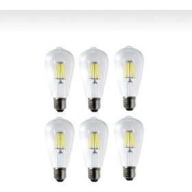 Resim Edison ST64 4W 6500K Beyaz LED Rustik 6'lı Paket Dekoratif Ampul Vintage Aydınatma ST64 Beyaz 