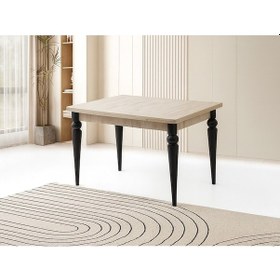 Resim Yandan Açılır Büyüyen Yemek Masası Bej-Siyah Ayaklı 80x120 CM Bej 