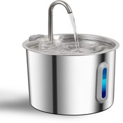Resim 2.2L/74oz LED Mavi Işık, Ultra-Sessiz Pompası, Pencere Görünümü ve USB Soketli Paslanmaz Çelik Kedi Su Çeşmesi - Kapalı Kediler İçin Küçük Kapasite, Ev veya Ofis İçin Modern Tasarım, Kapalı Kedi Su Çeşmesi, Ofis Evcil Hayvan Hidrasyonu, Şık Evcil Hayvan Aksesuarı, Dayanıklı Evcil Hayvan Aksesuarı, Pil Olmadan 