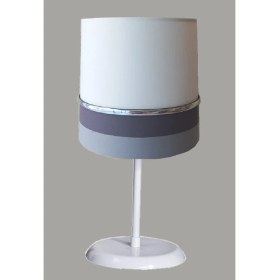 Resim Onay Avize Gri Beyaz M-644 Kumaş Kaplama 2.li Set Yatak Odası Genç ve Çocuk Odası Avize ve Abajur Seti 