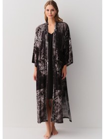 Resim Suwen Rustic Uzun Sabahlık Sh26118615l911 Siyah Desenli 