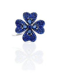 Resim Oya Silver Lacivert Safir Zirkon Taşlı Yonca Gümüş Broş 2.5x2.5 Cm Oysy243 