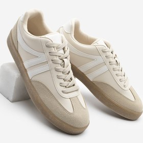 Resim Kadın Sneaker Bağcıklı Spor Ayakkabı Tiyone - Bej 