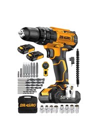 Resim Dragro GTX-58 58V 5 Ah Turuncu Darbeli Çift Akülü Vidalama Makinesi 