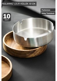 Resim 10 Lu Set Küllük 10 Cm Paslanmaz Çelik Kül Tablası Sigara Küllüğü 