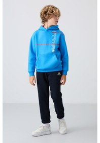 Resim Tommylife Tommy Life Lacivert Pamuklu Kalın İçi Tüylü Yumuşak Dokulu Standart Fit Baskılı Erkek Çocuk Eşofman Alt - 1122 Lacivert 