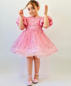 Resim H L Y Karol Tasarım Pembe Taşlı Vintage Kız Bebek Elbise,doğum Günü Elbise,fotoğraf Çekim Elbise,1-11 Yaş Uygun Pembe 