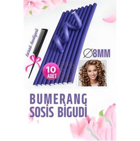 Resim Skygo ModaCar Bumerang Sosis Bigudi Tarak Seti 8 mm Kalınlık 10 Adet 