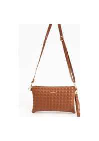 Resim Sanmorris Kadın Suni Deri Taba Renkli Ayarlanabilir Çapraz Ve El Askılı Portföy, Clutch Çanta Taba 