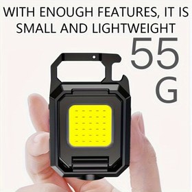 Resim 1 adet USB Şarj Edilebilir Mini LED Anahtarlık Işık COB ile, Dahili Lityum Polimer Pil - Dayanıklı Alüminyum Alaşım, Manyetik Taban, 36V ve Altı Gece Balıkçılığı, Yürüyüş için 