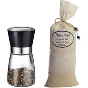 Resim Zencefil Organik Çankırı Tuzu İri Tane 1 Kg. Bez Torbada + Seramik Bıçaklı Cam Değirmen Tuz/Baharat Değirmeni 