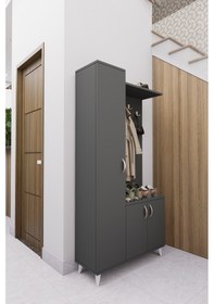 Resim Mirobi Enra Vestiyer Portmanto Ayakkabılık Dolabı Antrasit Antrasit 