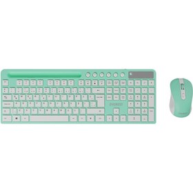 Resim Everest Km-730 Yeşil/beyaz Kablosuz Multimedya Q Klavye Mouse Set 