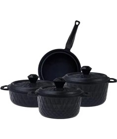 Resim Skygo Biodiamond Döküm 7 Parça Fırın Eldiveni Hediyeli Tencere Seti 