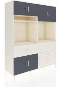 Resim Kronos Gardrop 7 Raflı 5 Çekmeceli 6 Kapaklı 176x59x221 Aytaşı-antrasit/aytaşı Antrasit/aytaşı 