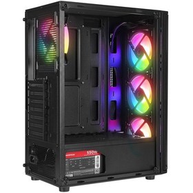 Resim Rampage HELIOS Mesh 550 W 80+ Siyah Temperli Cam 4 x 12 CM Rainbow ATX Mid-T Oyuncu Kasası 
