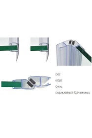 Resim RCYAPI Duşakabin Mıknatıslı Fitil Ve 2 Adet Suluk Fitili Cam 5mm 6mm 200 Cm Oval Köşe Düz Uyumlu [arc Seri] 