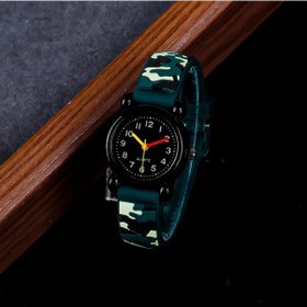 Resim Sunshine022 Gençler İçin Trend Kamuflaj Kuvars Saati Siyah Kadran Yeşil Kordon Spor Günlük Diğer 
