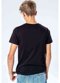 Resim Stranger Things Logo Baskılı Unisex Çocuk Siyah Tshirt 