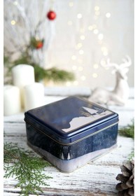 Resim Winter Deer Desenli 2'li Metal Saklama Kabı Seti, 1,9 Lt + 1,1 Lt 