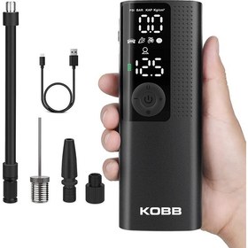 Resim Kobb KB410 Şarjlı Li-Ion 120 Psı Taşınabilir Dijital Basınç Göstergeli LED Aydınlatmalı Akıllı Lastik Şişirme Pompası 