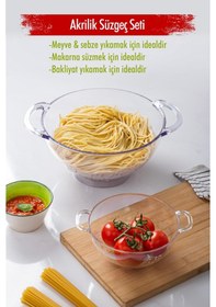 Resim Akrilik Şeffaf 2 Li Süzgeç Seti Makarna & Pirinç Süzgeci Çok Renkli 