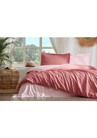 Resim Özdilek Colourist Açık Mercan Koyu Mercan Tek Kişilik Ranforce Nevresim Takımı 