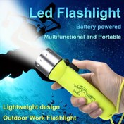 Resim 1 adet Süper Parlak LED Dalış Feneri, Plastik Lamba Gölgelik, Pil ile Çalışan, LED Işık Kaynağı, Profesyonel Su Altı Arama Lambası için Dalış, Balıkçılık, Keşif, Acil Durum Kullanımı. (Piller Dahil Değildir) 