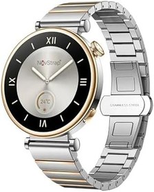 Resim NovStrap Huawei Watch GT6 41mm GT4 41mm GT5 41mm GT5 Pro 42mm ile Uyumlu Kordon (18mm) One Click Çelik Metal GÜMÜŞ-GOLD 