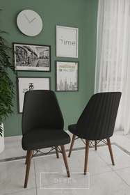Resim DEREN HOME Mabel Serisi 6 Adet Siyah Mutfak Ve Salon Sandalyesi 