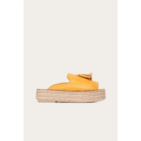 Resim Bueno Shoes Sarı Deri Kadın Dolgu Topuklu Terlik 