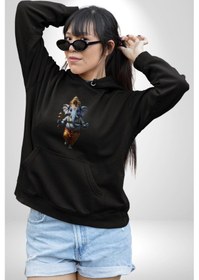 Resim Hintli Bereket Tanrısı Fil Kadın Erkek Siyah Kapüşonlu Sweatshirt Hoodie Siyah 