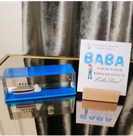 Resim Babalar Günü'ne Özel Batmayan Gemi & Babalar Günü Gift Kart Ve Ahşap Not Tutucu 