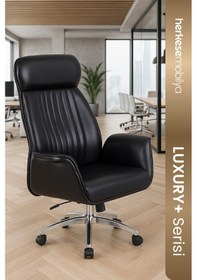Resim Couper Deri Yönetici Koltuğu Makam Koltuğu Ofis Koltuğu Siyah 